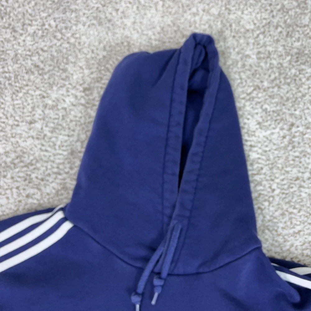 Adidas Hoodie Mens Large Blue‎ Trefoil 3 Stripes Pullover Sweatshirt Sweater Top